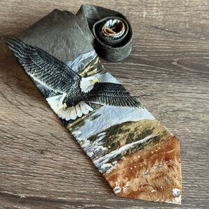 Rocky Start Endangered Species Bald Eagle Silk Men's Neck Tie.